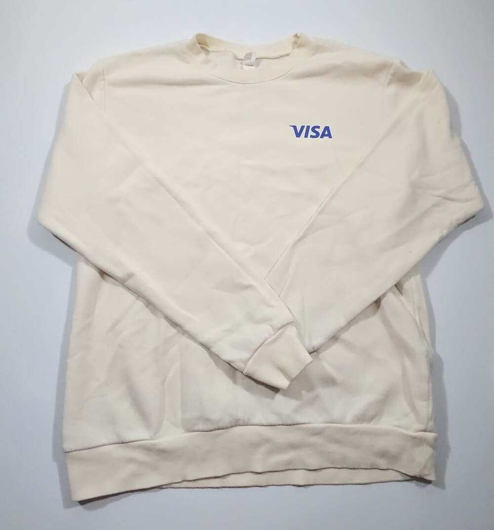 Alternative Apparel Visa Sweatshirt Size S/P Ivory Cotton